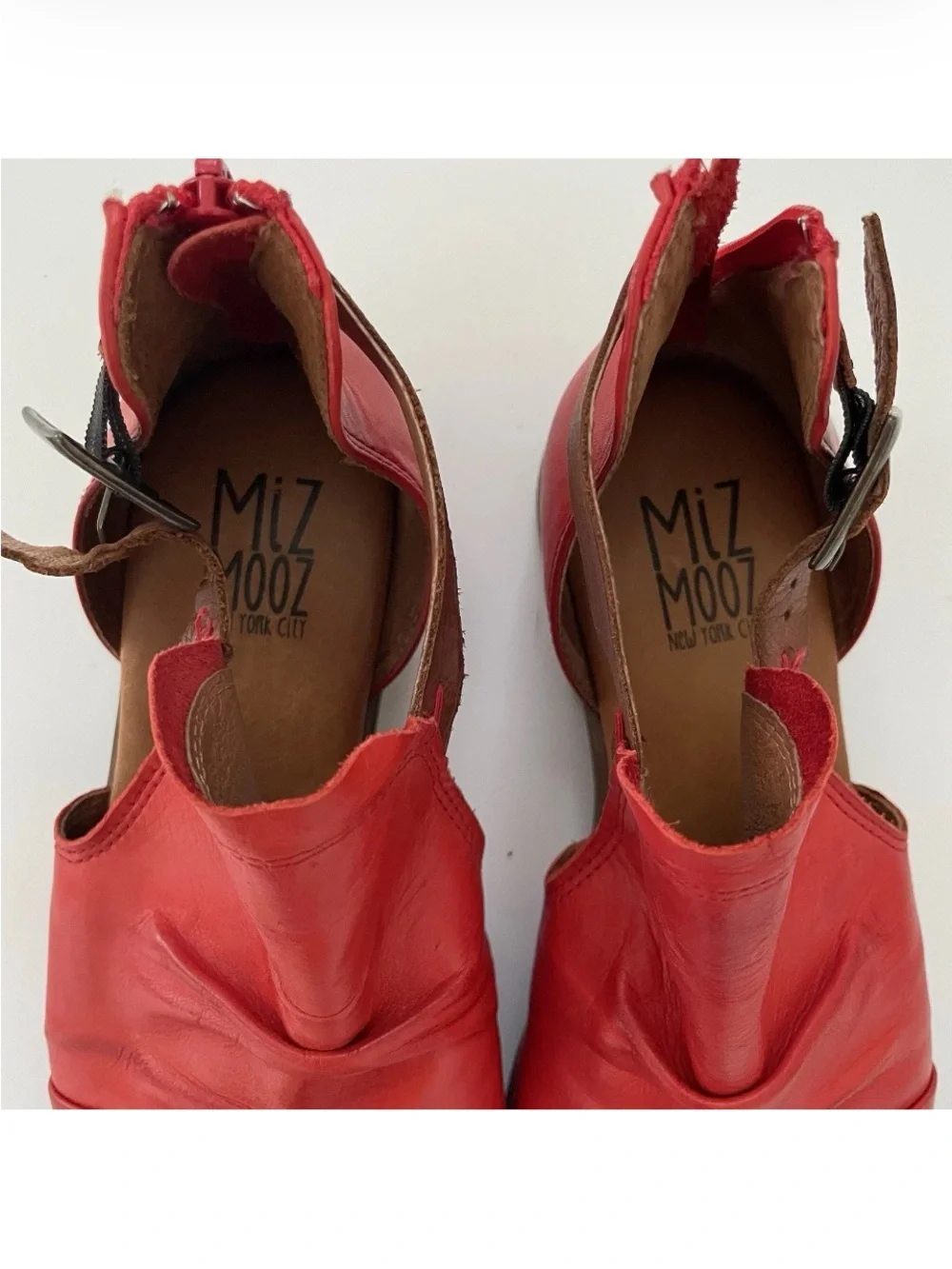 Miz Mooz Deeper Red Leather Sandals EU 36 US 5.5-6 Back Zip Comfort Boho